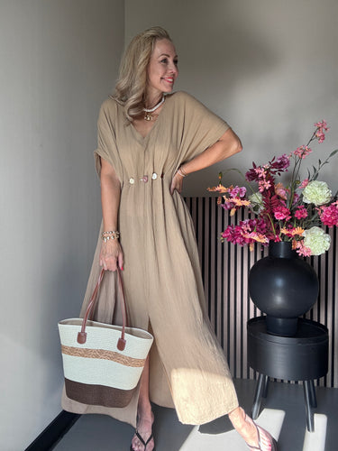 Kastgeluk jurk viscose stone